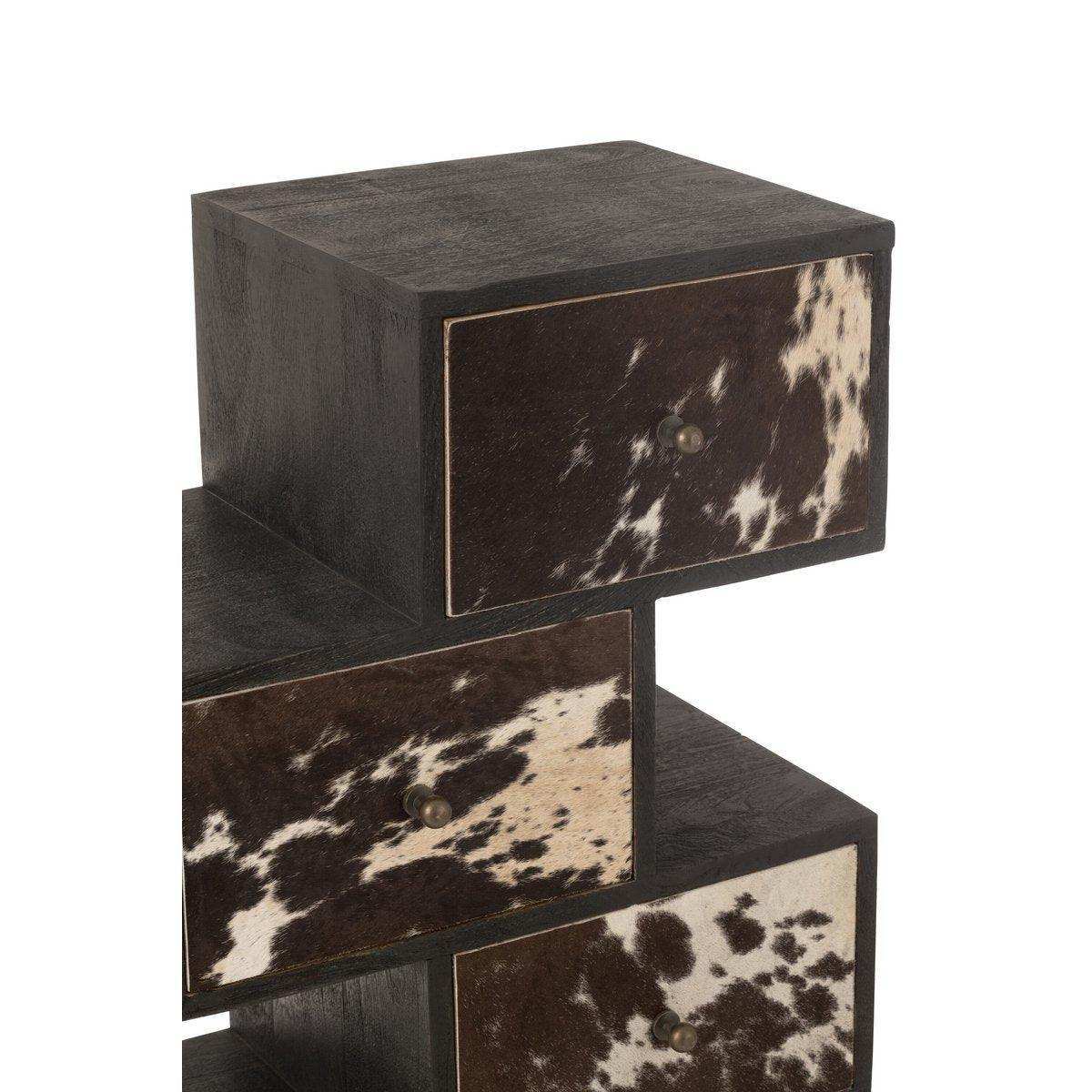 J-Line Kast Koe Mango Hout/Bont Zwart/Wit - HomeDesign Knaus