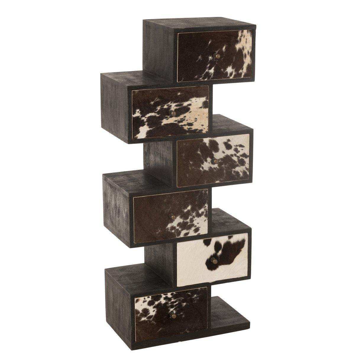 J-Line Kast Koe Mango Hout/Bont Zwart/Wit - HomeDesign Knaus