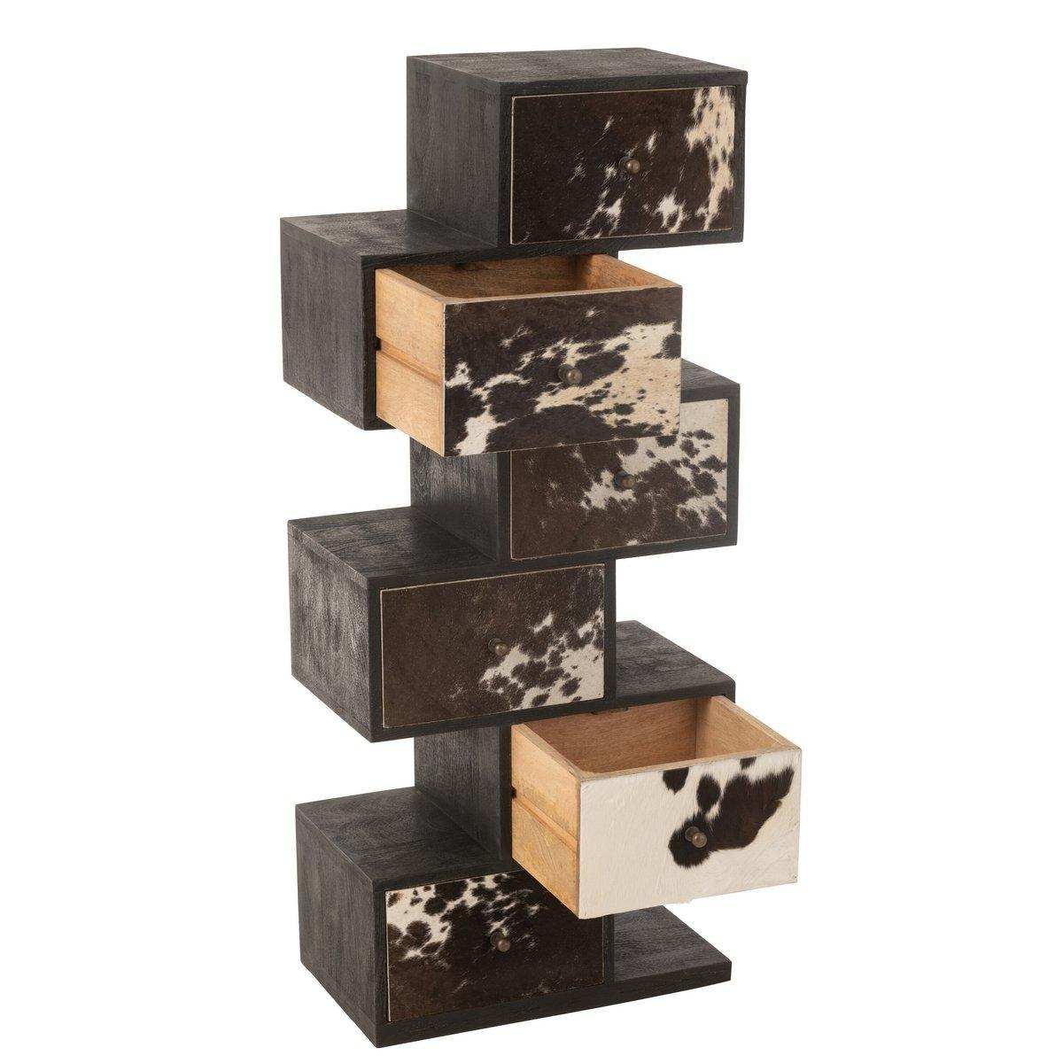 J-Line Kast Koe Mango Hout/Bont Zwart/Wit - HomeDesign Knaus