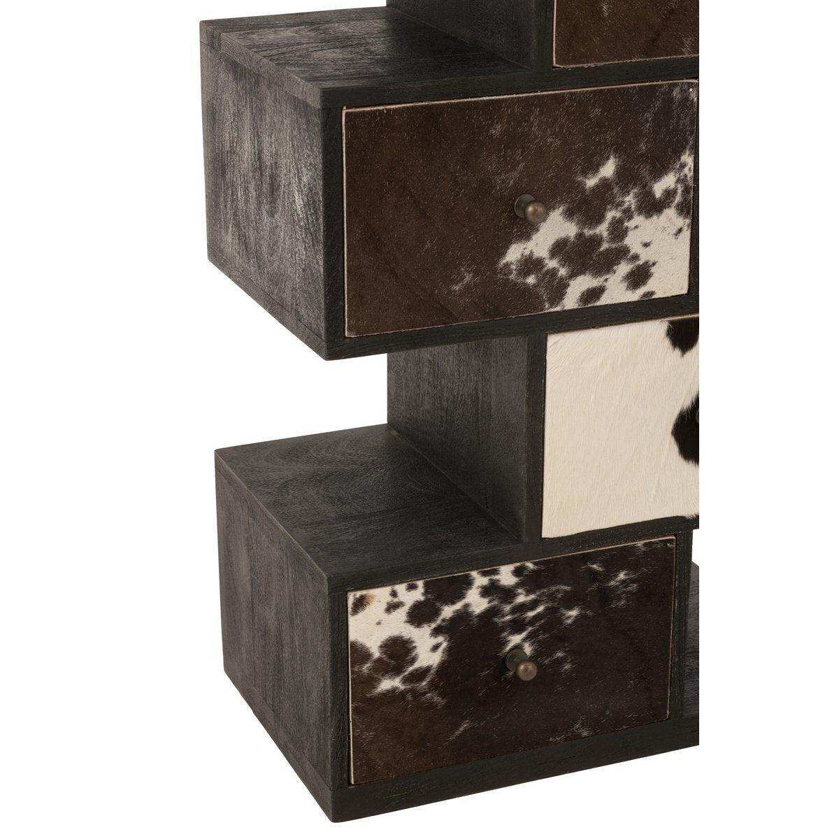 J-Line Kast Koe Mango Hout/Bont Zwart/Wit - HomeDesign Knaus