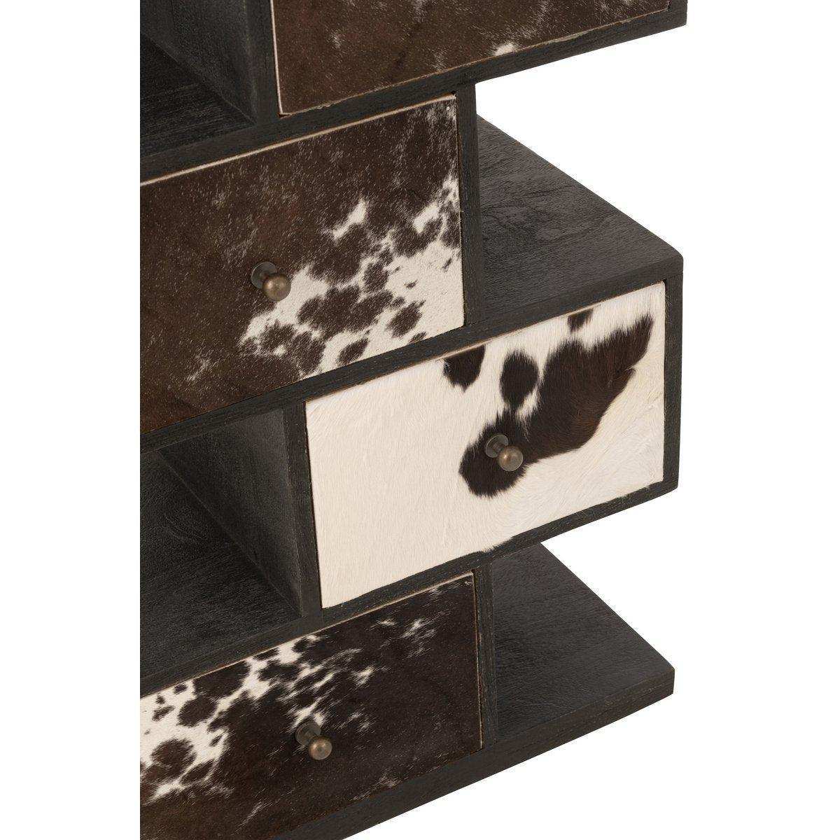J-Line Kast Koe Mango Hout/Bont Zwart/Wit - HomeDesign Knaus