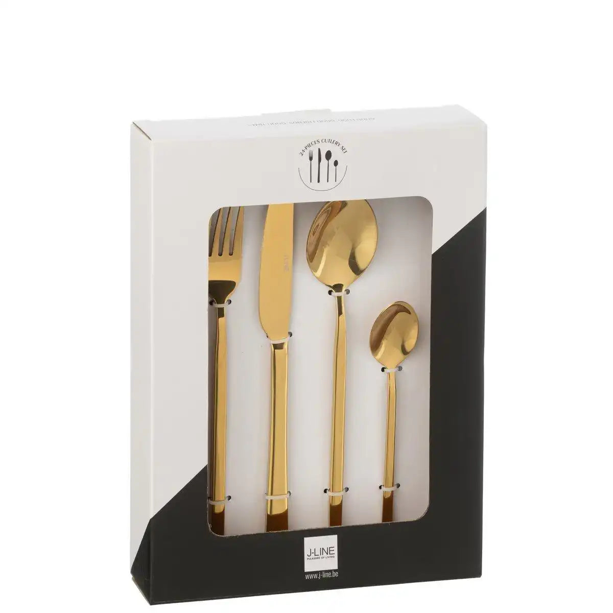 J-Line Kastenbesteck B 24-teilig, Edelstahl, glänzendes Gold - HomeDesign Knaus
