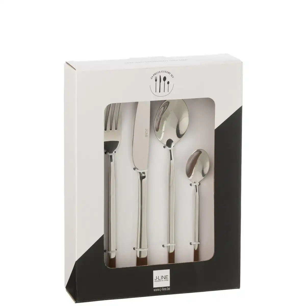 J-Line Kastenbesteck B 24-teilig, Edelstahl, glänzendes Silber - HomeDesign Knaus