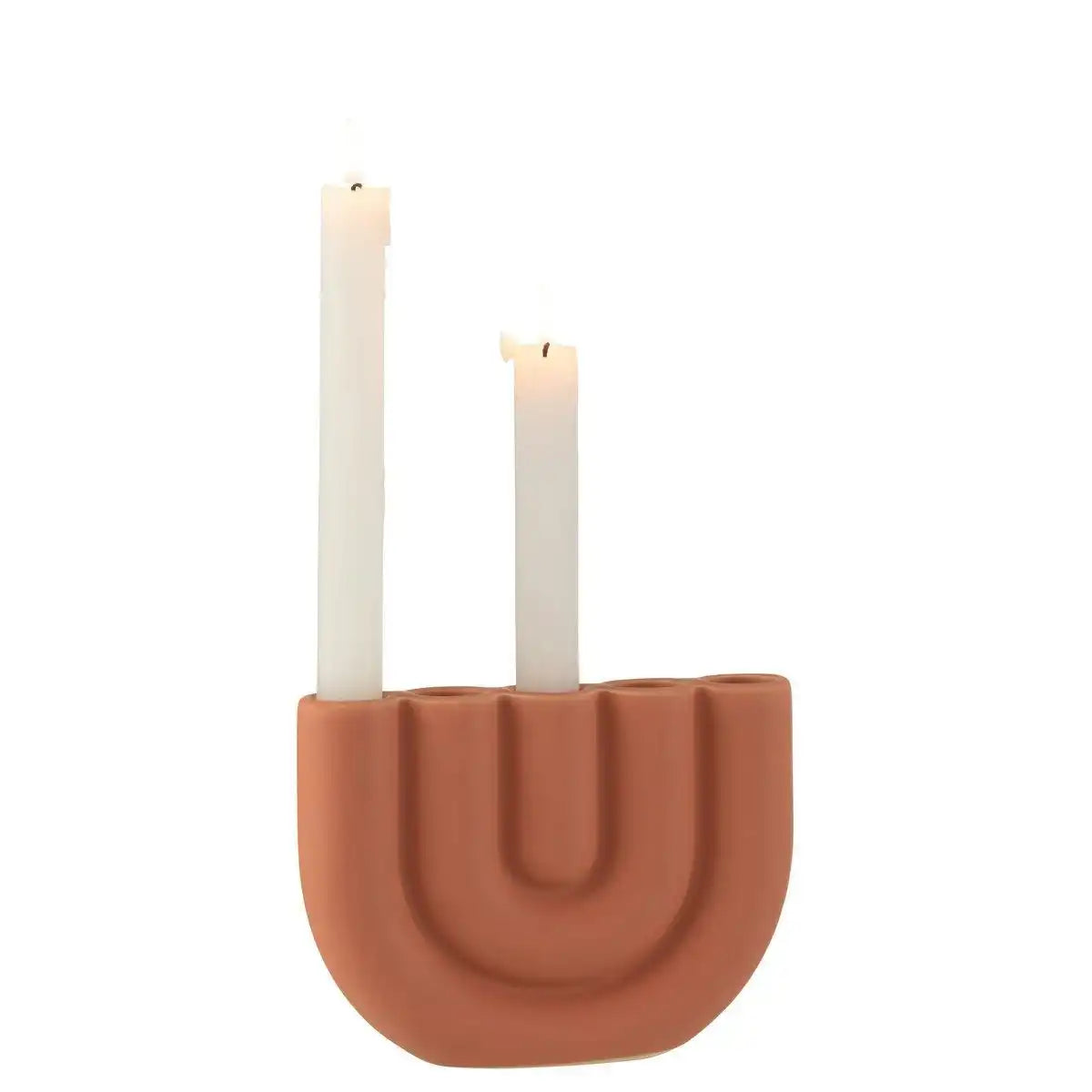 J-Line Kerzenhalter Bow 5 Candles – Keramik – Orange - HomeDesign Knaus