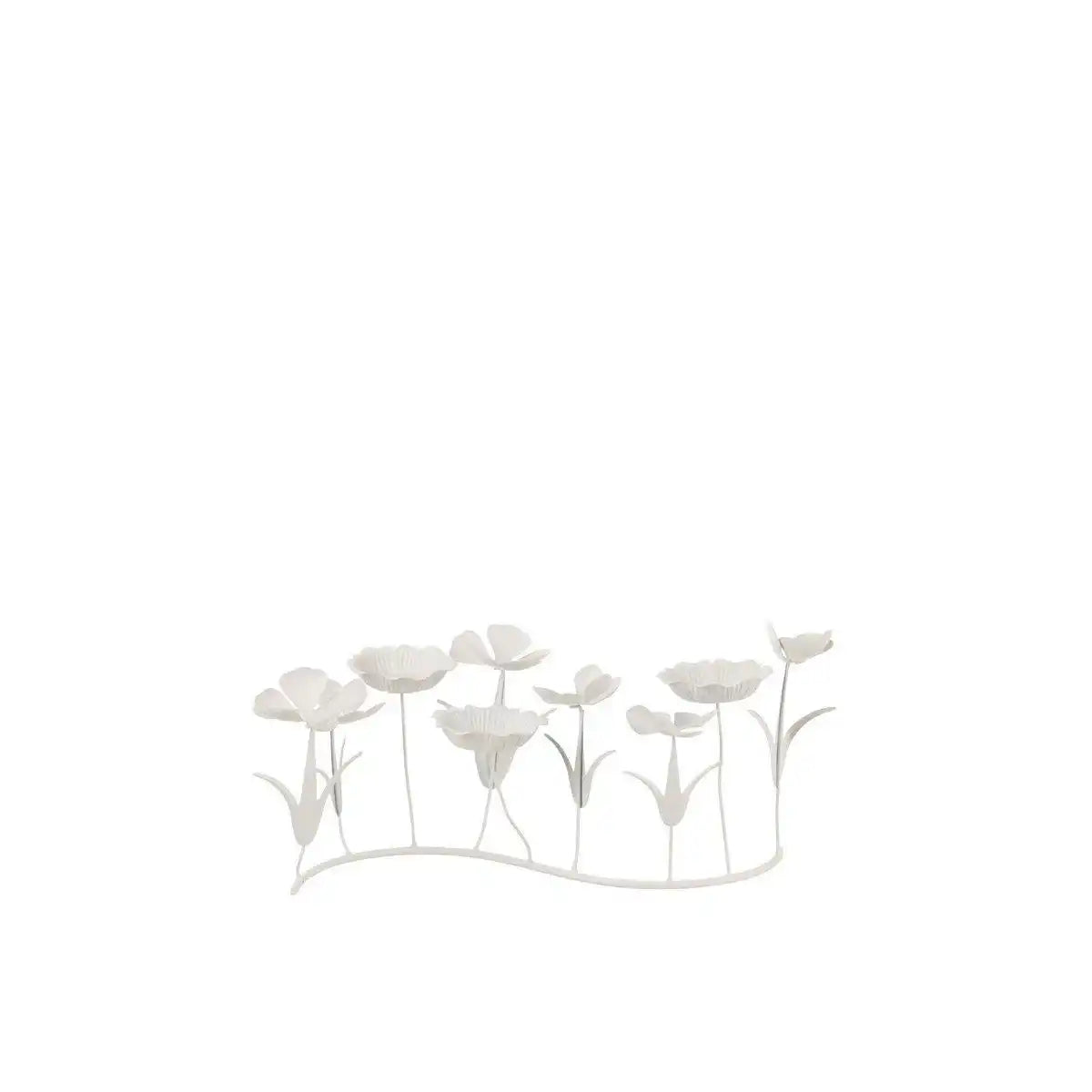 J-Line Kerzenhalter Dekoration Blumen - Metall - Weiß - klein - HomeDesign Knaus