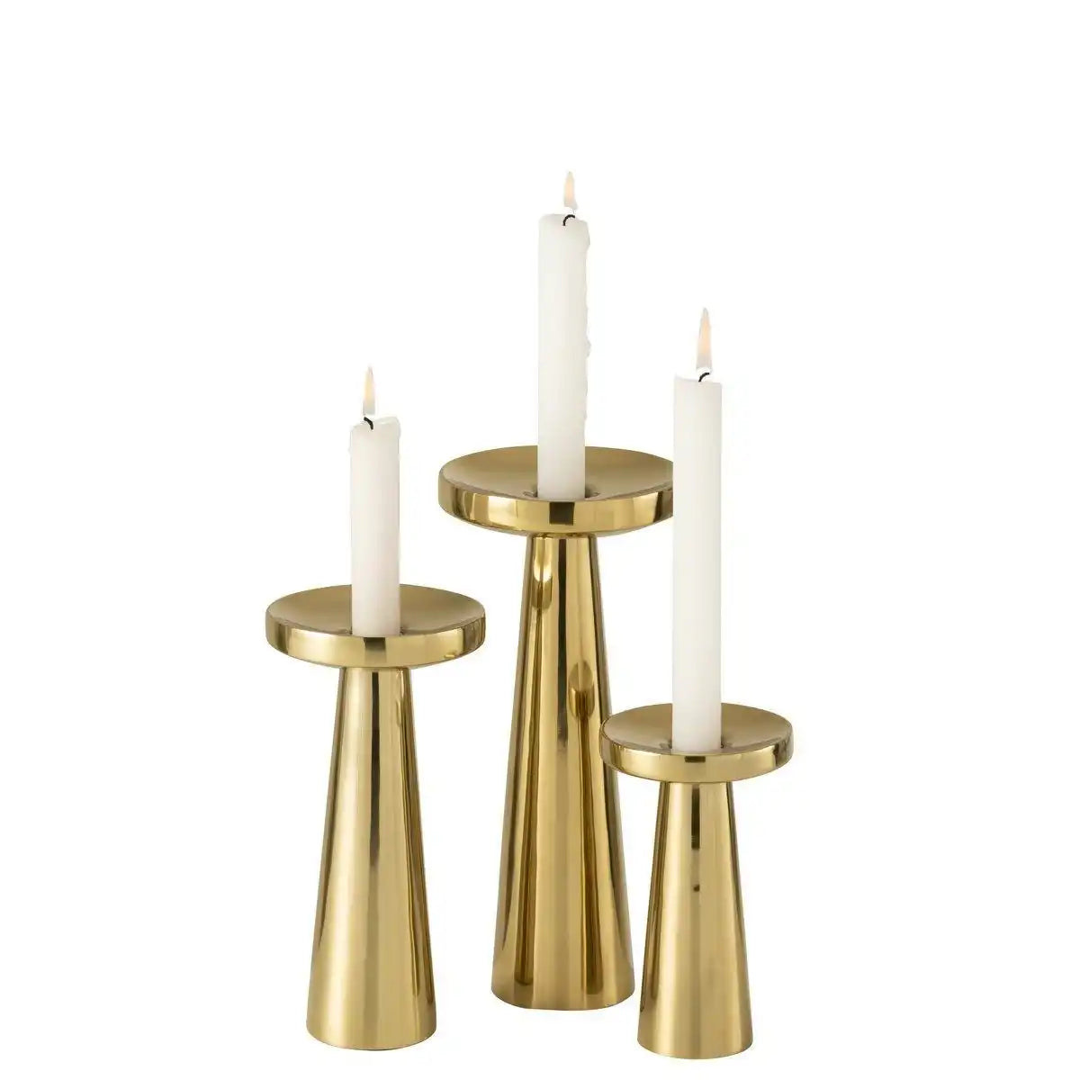 J-Line Kerzenhalter Edelstahl - Metall - Gold - 3 Stück - HomeDesign Knaus