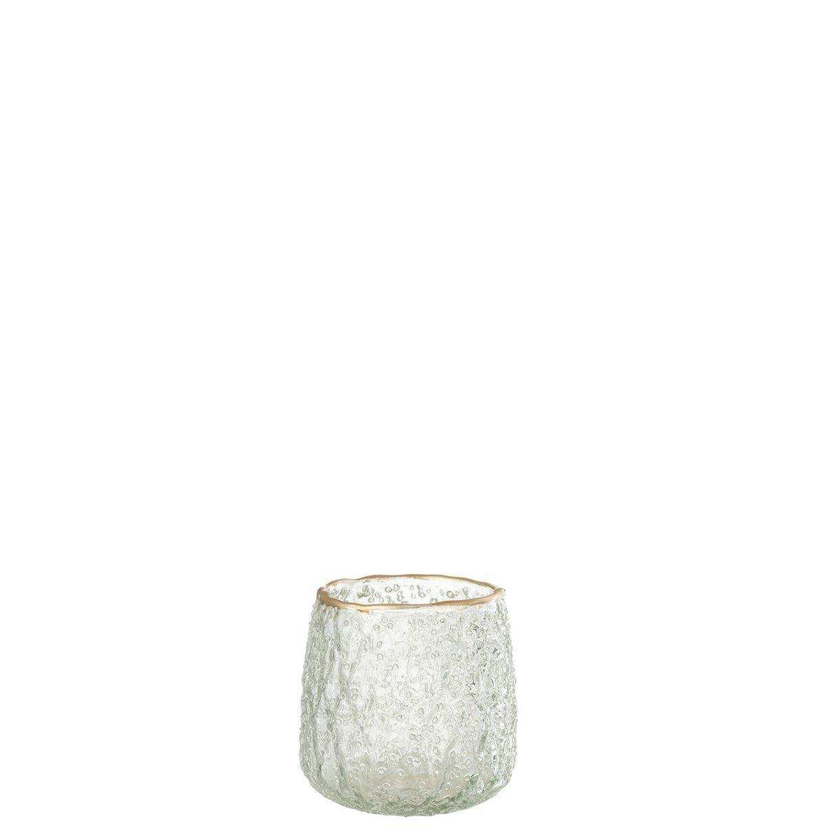 J-Line Kerzenhalter Edge – Glas – Gold/Tan transparent – klein – - HomeDesign Knaus