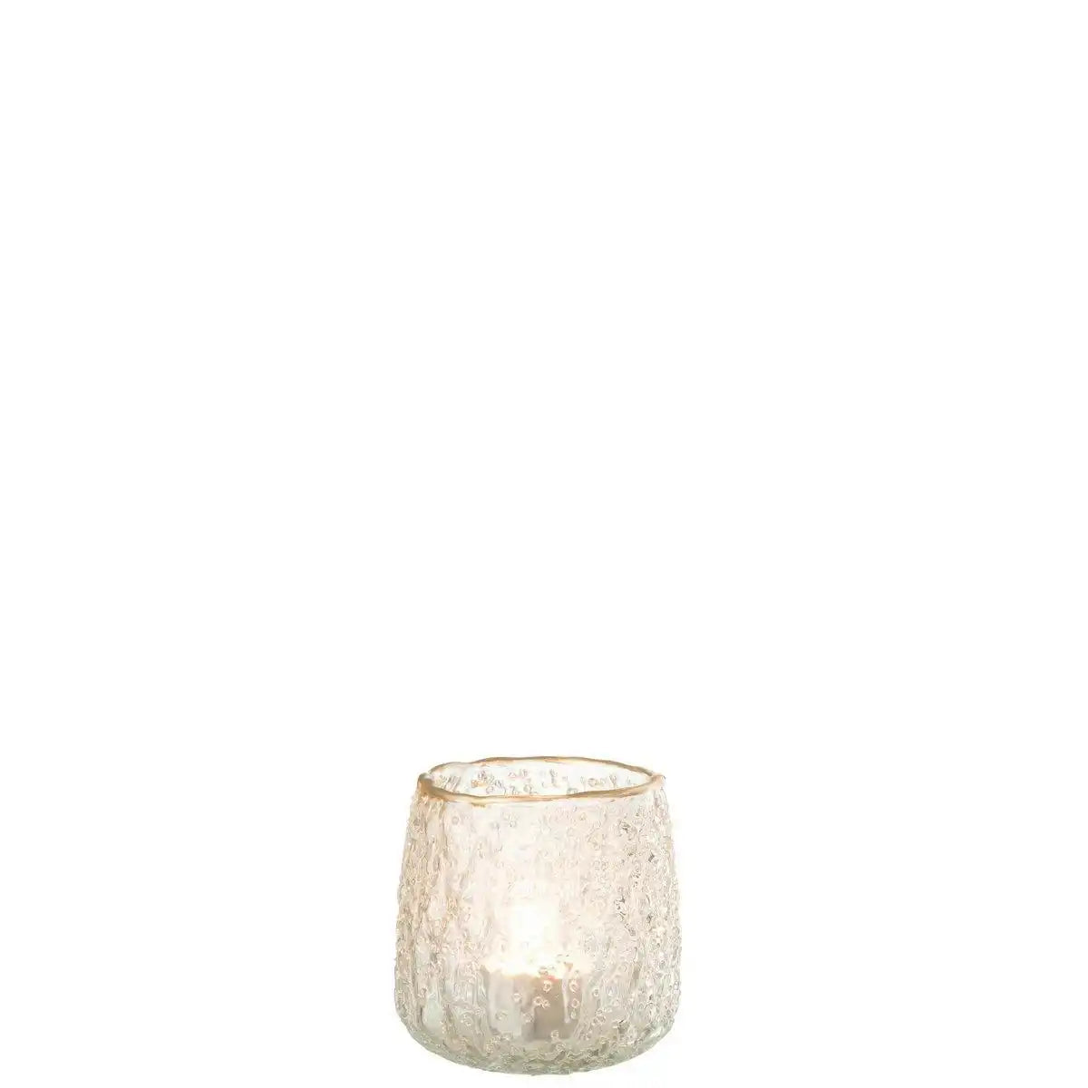J-Line Kerzenhalter Edge – Glas – Gold/Tan transparent – klein – - HomeDesign Knaus