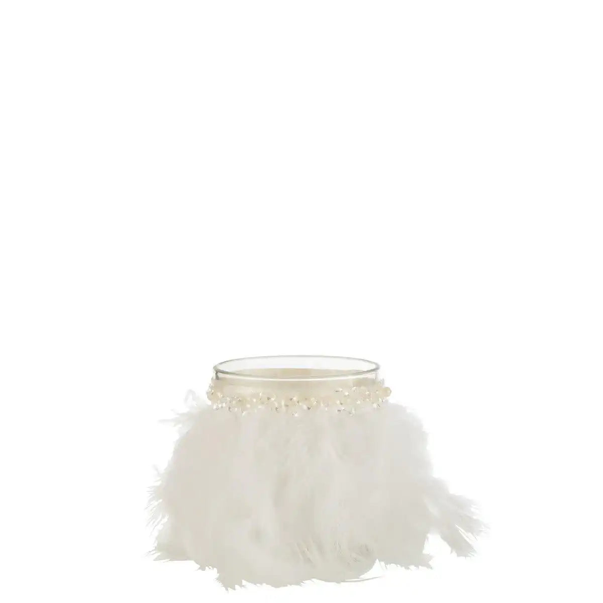 J-Line Kerzenhalter Feathers - Glas - weiß/transparent - mittel - - HomeDesign Knaus