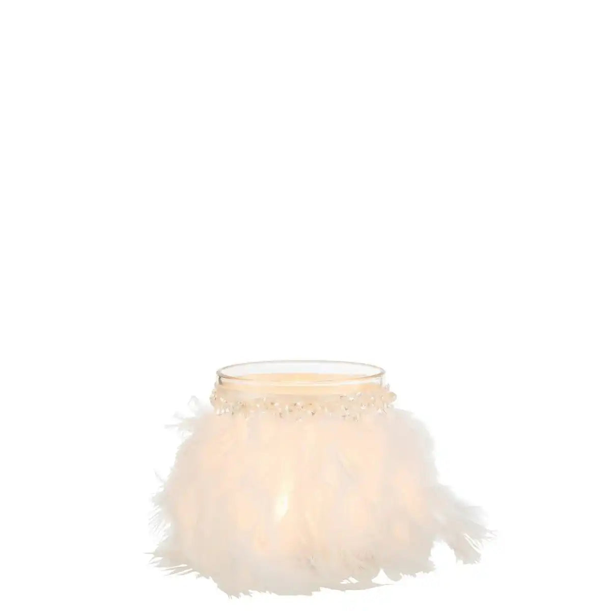 J-Line Kerzenhalter Feathers - Glas - weiß/transparent - mittel - - HomeDesign Knaus