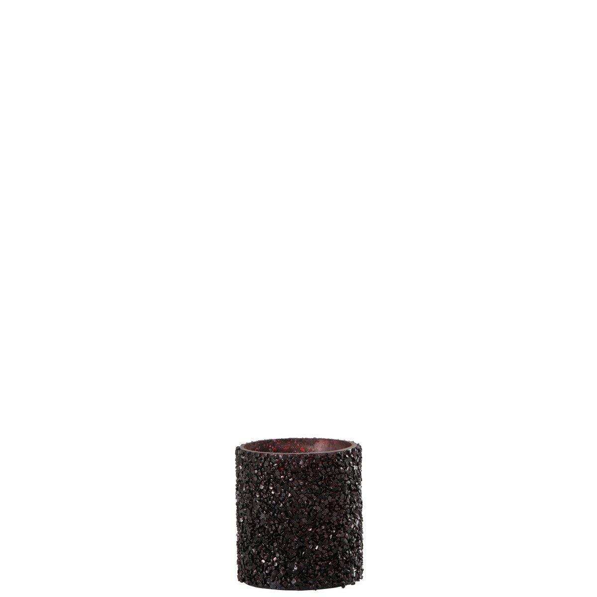 J-Line Kerzenhalter Glitter - Glas - Burgunderrot - - HomeDesign Knaus