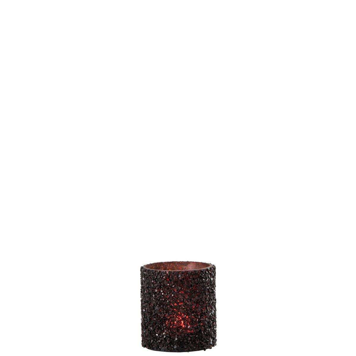 J-Line Kerzenhalter Glitter - Glas - Burgunderrot - - HomeDesign Knaus