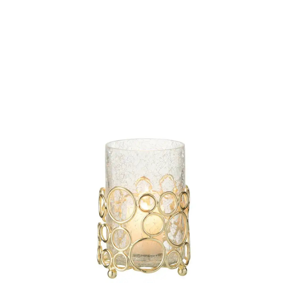 J-Line Kerzenhalter Kyev – Glas/Eisen – transparent/gold – mittel - HomeDesign Knaus