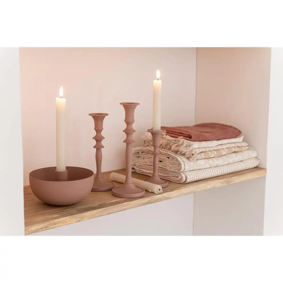J-Line Kerzenhalter – Metall – altrosa – groß - HomeDesign Knaus