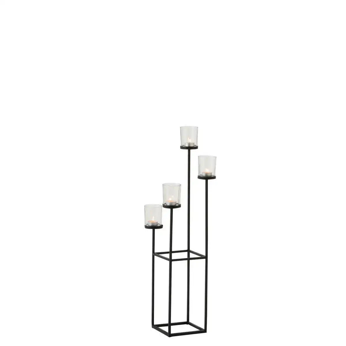 J-Line Kerzenhalter – Metall/Glas – Schwarz - HomeDesign Knaus