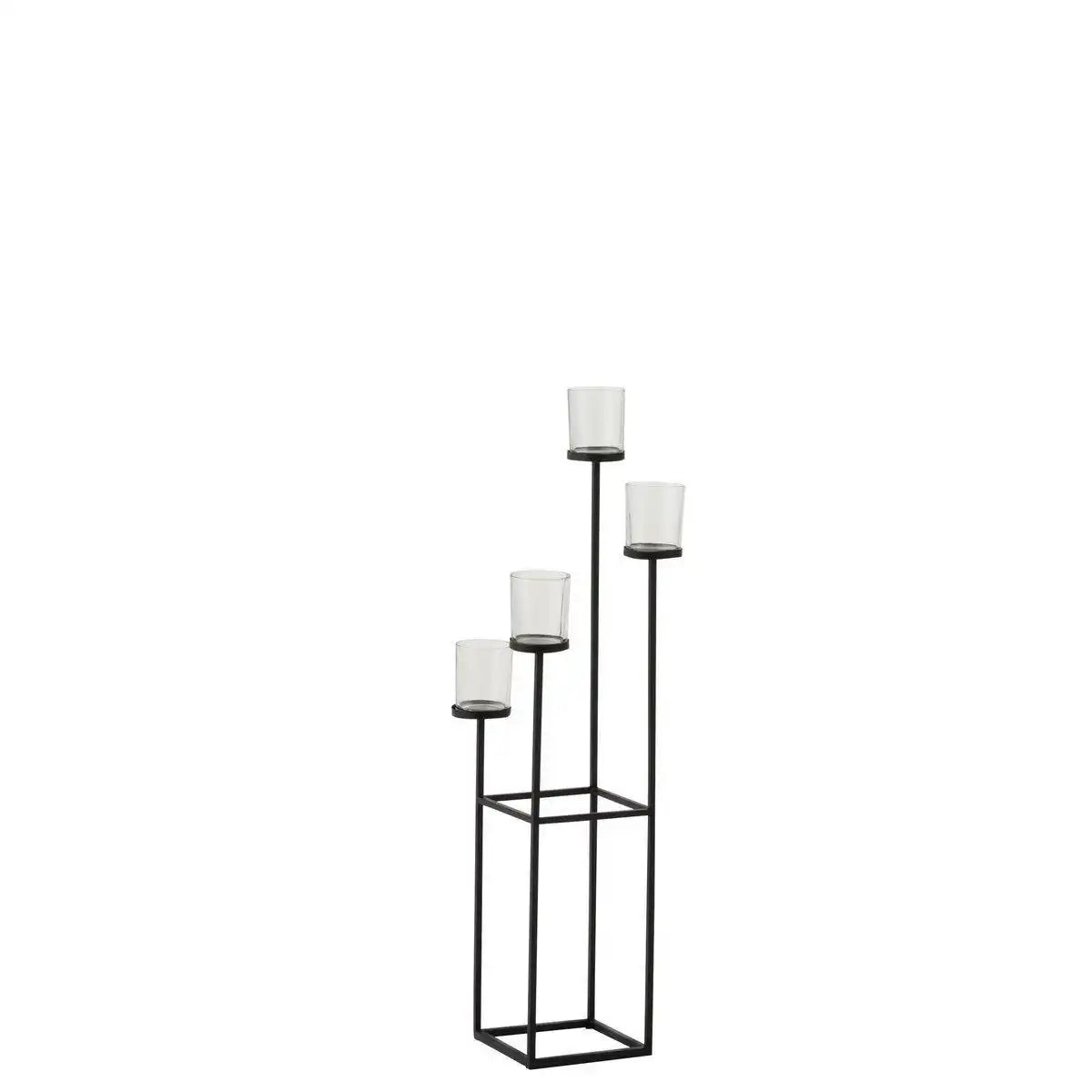 J-Line Kerzenhalter – Metall/Glas – Schwarz - HomeDesign Knaus