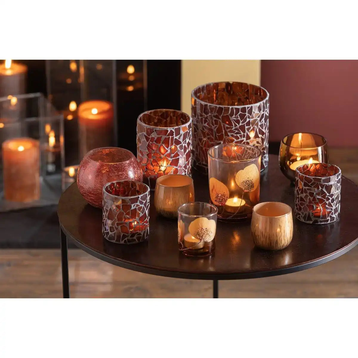 J-Line Kerzenhalter Mosaik - Glas - Braun - klein - - HomeDesign Knaus