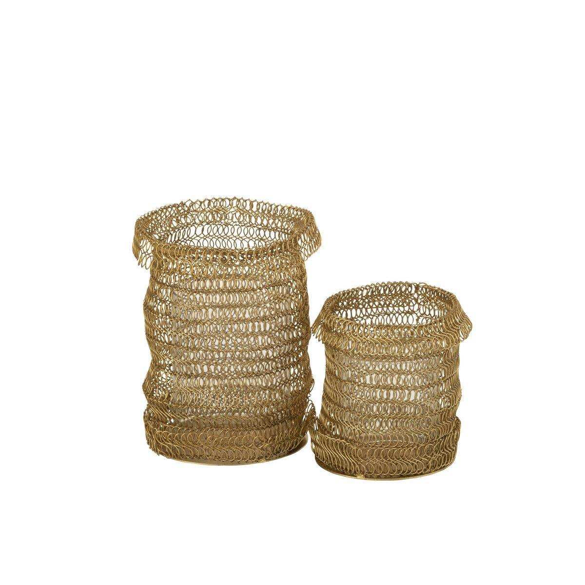 J-Line Kerzenhalter Net – Metall – Gold – groß - HomeDesign Knaus