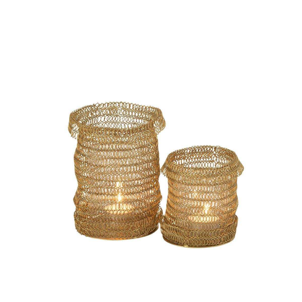 J-Line Kerzenhalter Net – Metall – Gold – groß - HomeDesign Knaus