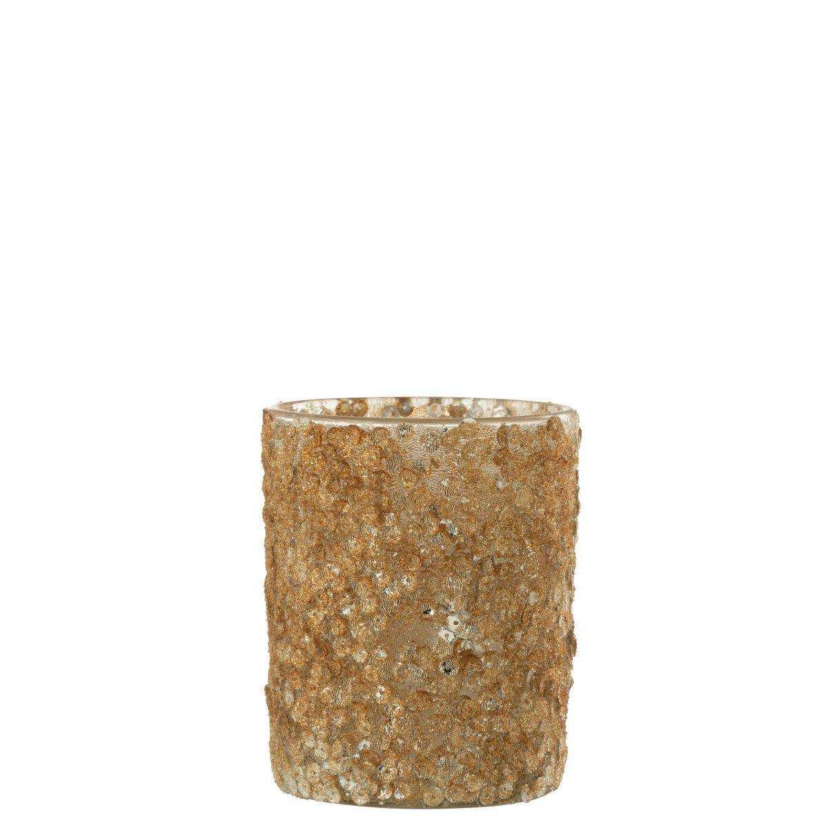 J-Line Kerzenhalter Pailletten - Glas - Gold - groß - HomeDesign Knaus