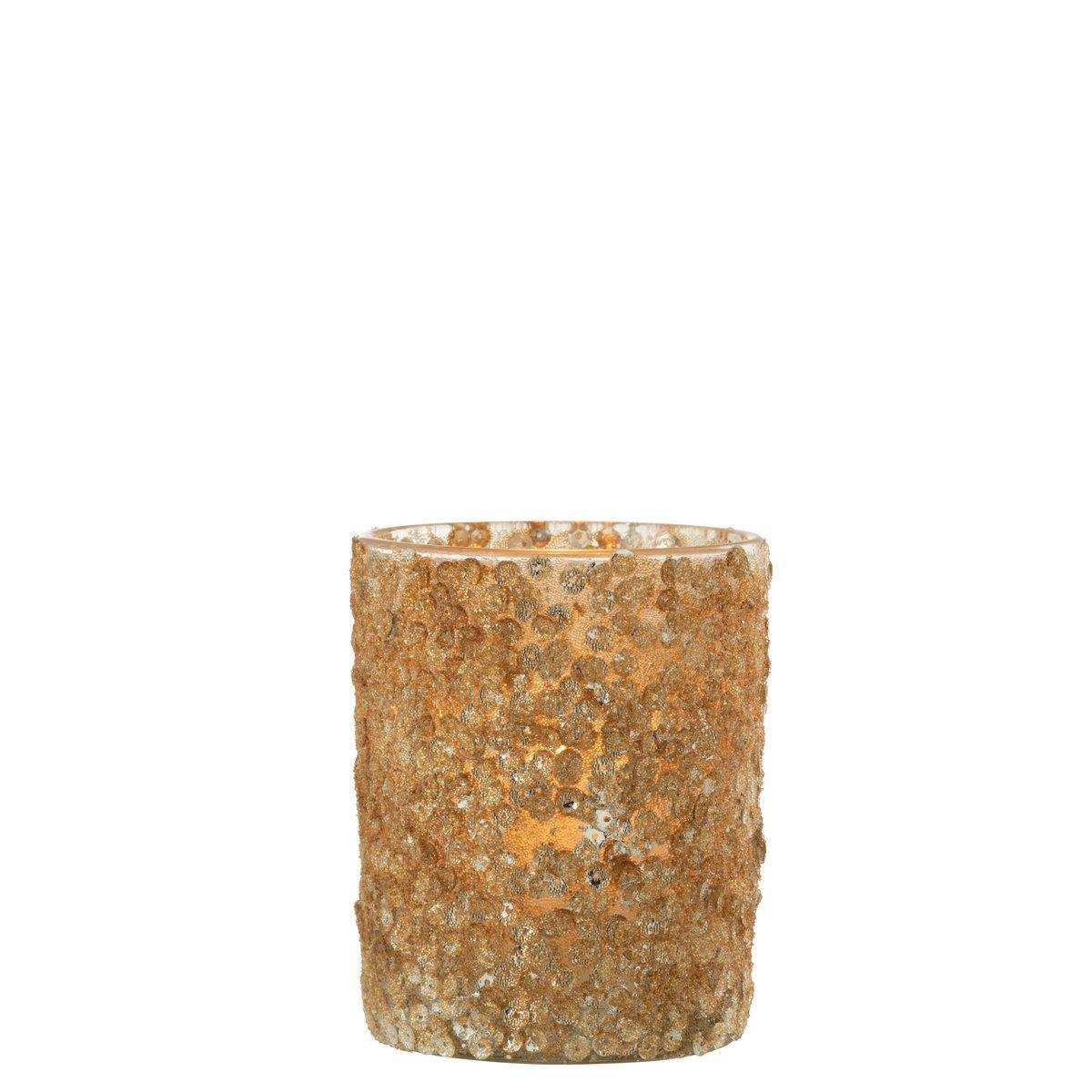 J-Line Kerzenhalter Pailletten - Glas - Gold - groß - HomeDesign Knaus