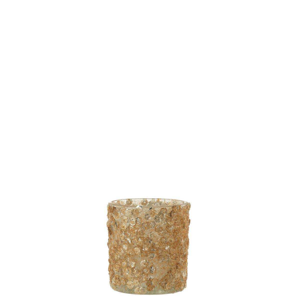 J-Line Kerzenhalter Pailletten - Glas - Gold - klein - - HomeDesign Knaus