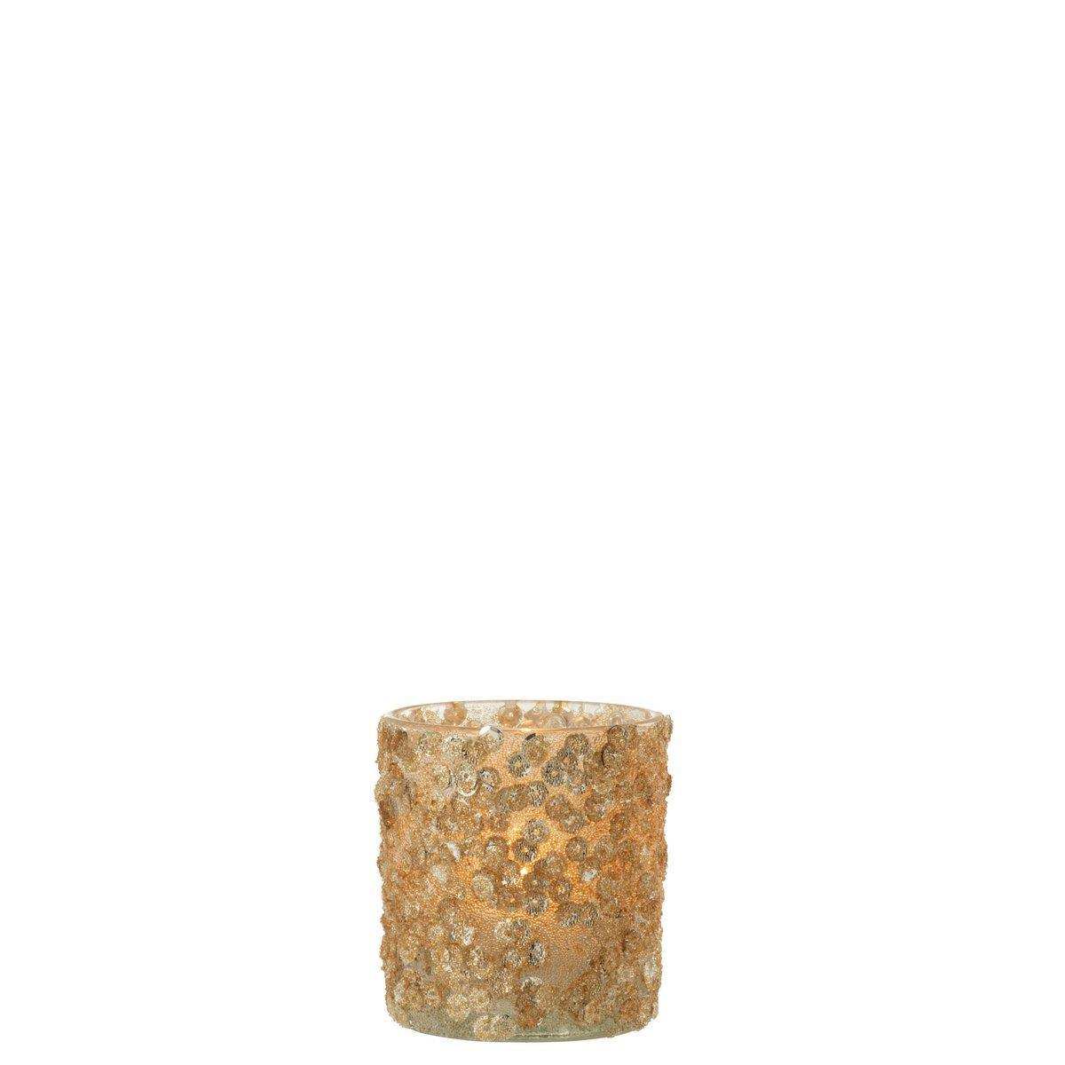 J-Line Kerzenhalter Pailletten - Glas - Gold - klein - - HomeDesign Knaus