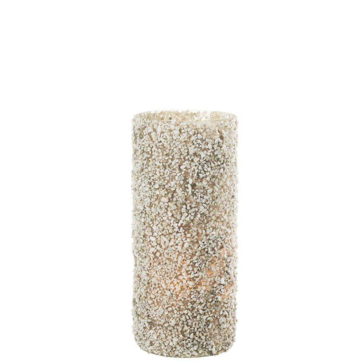 J-Line Kerzenhalter Rock – Glas/Stein – weiß – groß - HomeDesign Knaus