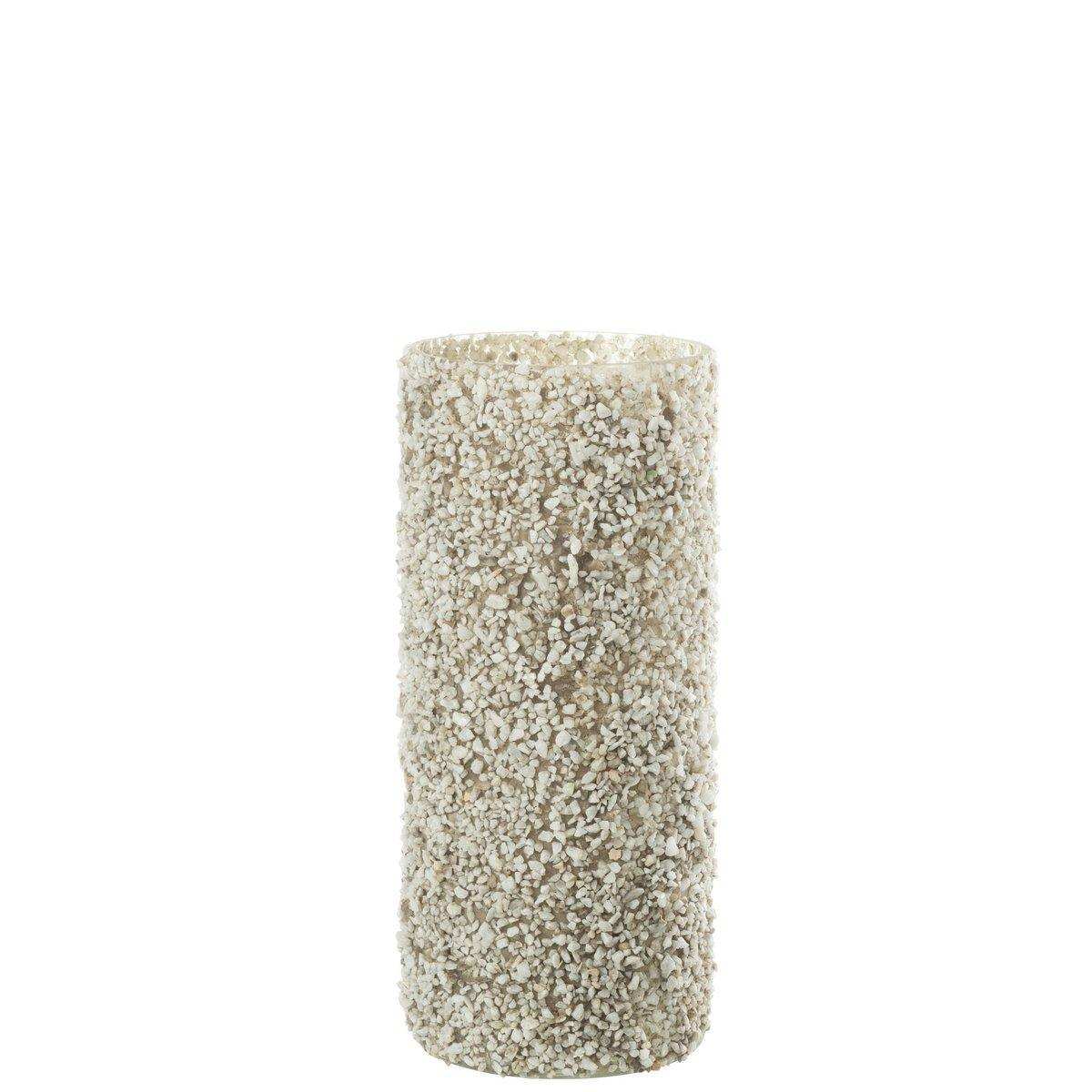 J-Line Kerzenhalter Rock – Glas/Stein – weiß – groß - HomeDesign Knaus