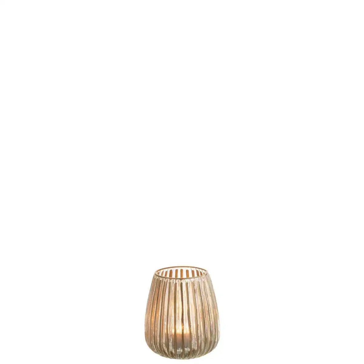 J-Line Kerzenhalter Stripes - Glas - Gold/Transparent - S - - HomeDesign Knaus