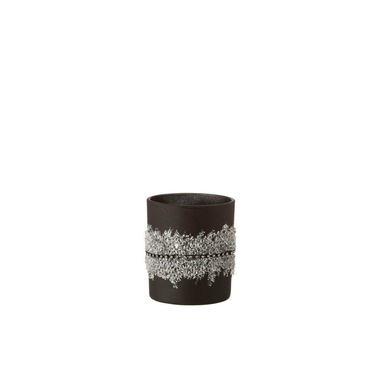 J-Line Kerzenhalter Sugar Diamonds - Glas - Schwarz - Mittel - - HomeDesign Knaus