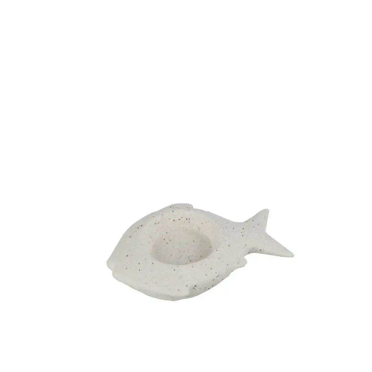 J-Line Kerzenhalter - Teelichthalter Fisch - Porzellan - Weiß - - HomeDesign Knaus