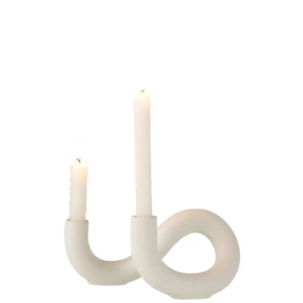 J-Line Kerzenhalter Torsion 2 Candles – Keramik – Weiß - HomeDesign Knaus