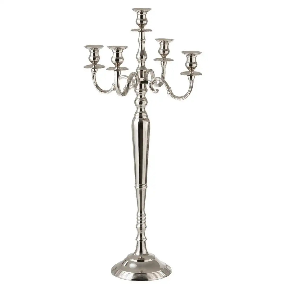 J-Line Kerzenständer 5-Arm Classic – Aluminium – Silber – groß - HomeDesign Knaus