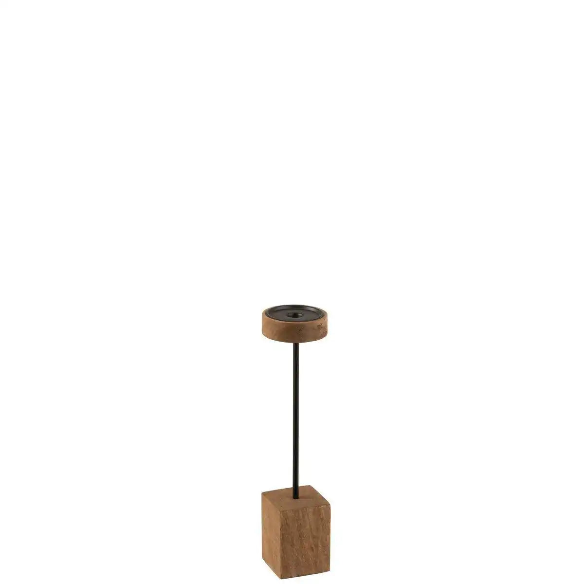 J-Line Kerzenständer auf Fuß, quadratisch, Mangoholz/Eisen, natürlich, klein - HomeDesign Knaus