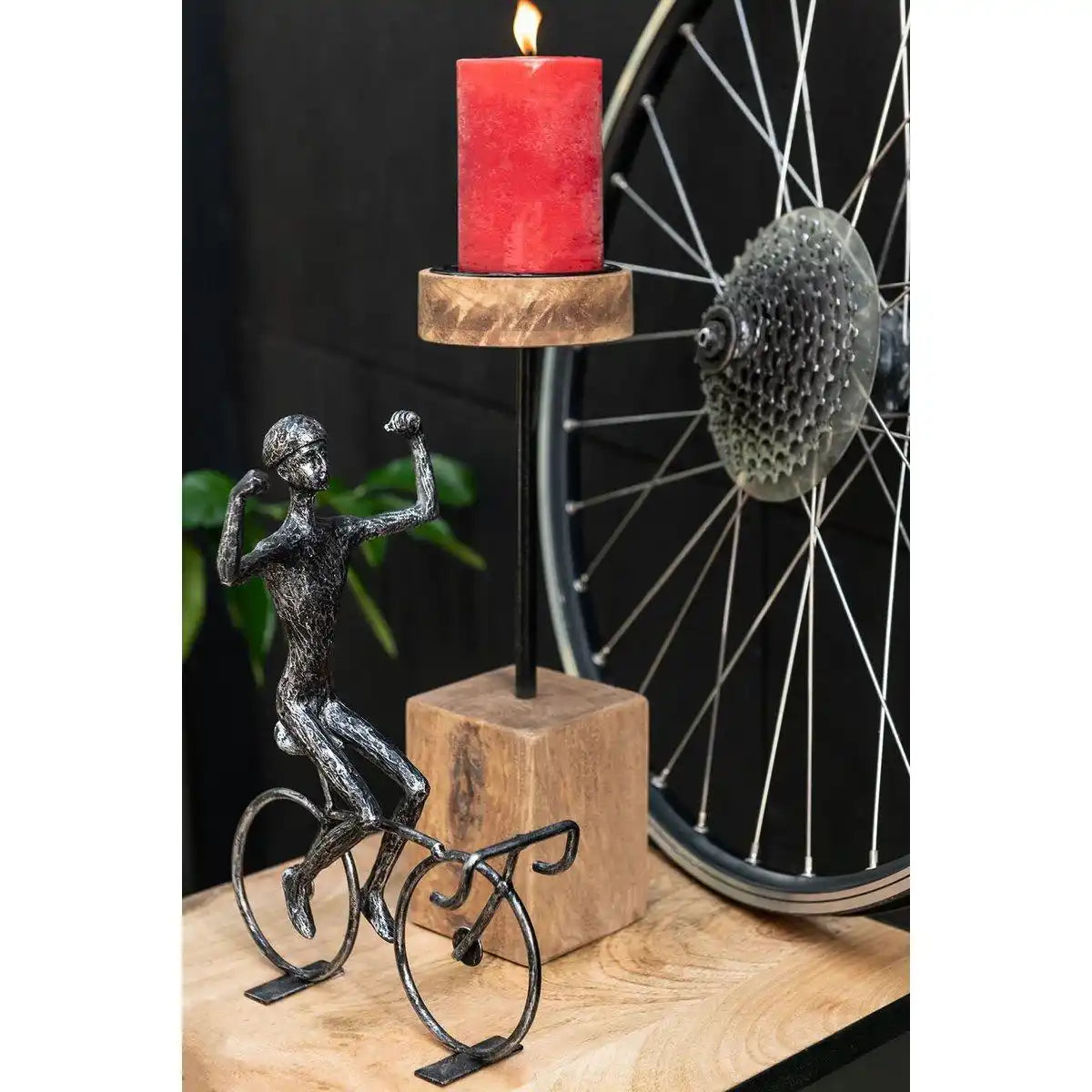 J-Line Kerzenständer auf Fuß, quadratisch, Mangoholz/Eisen, natürlich, klein - HomeDesign Knaus