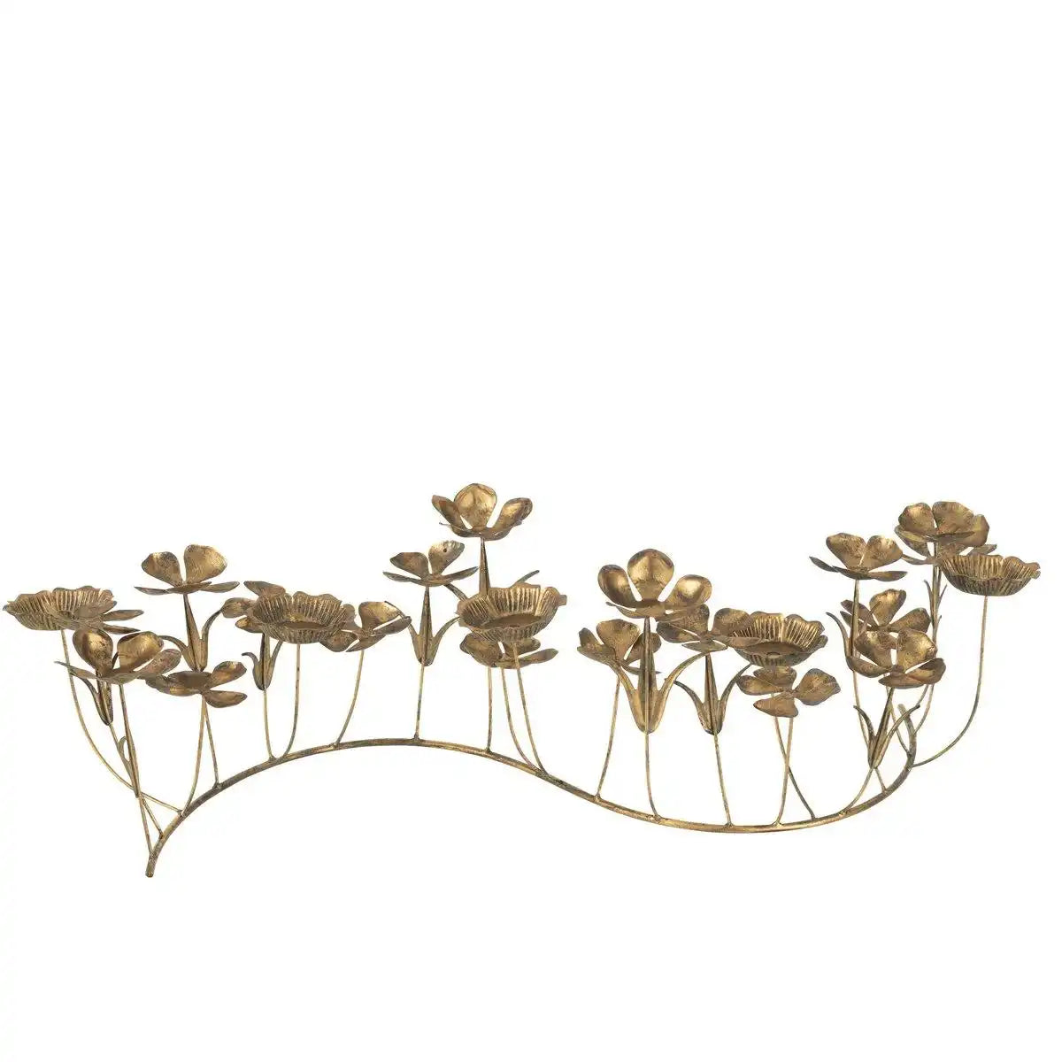 J-Line Kerzenständer Deco Flowers – Metall – Gold – groß - HomeDesign Knaus
