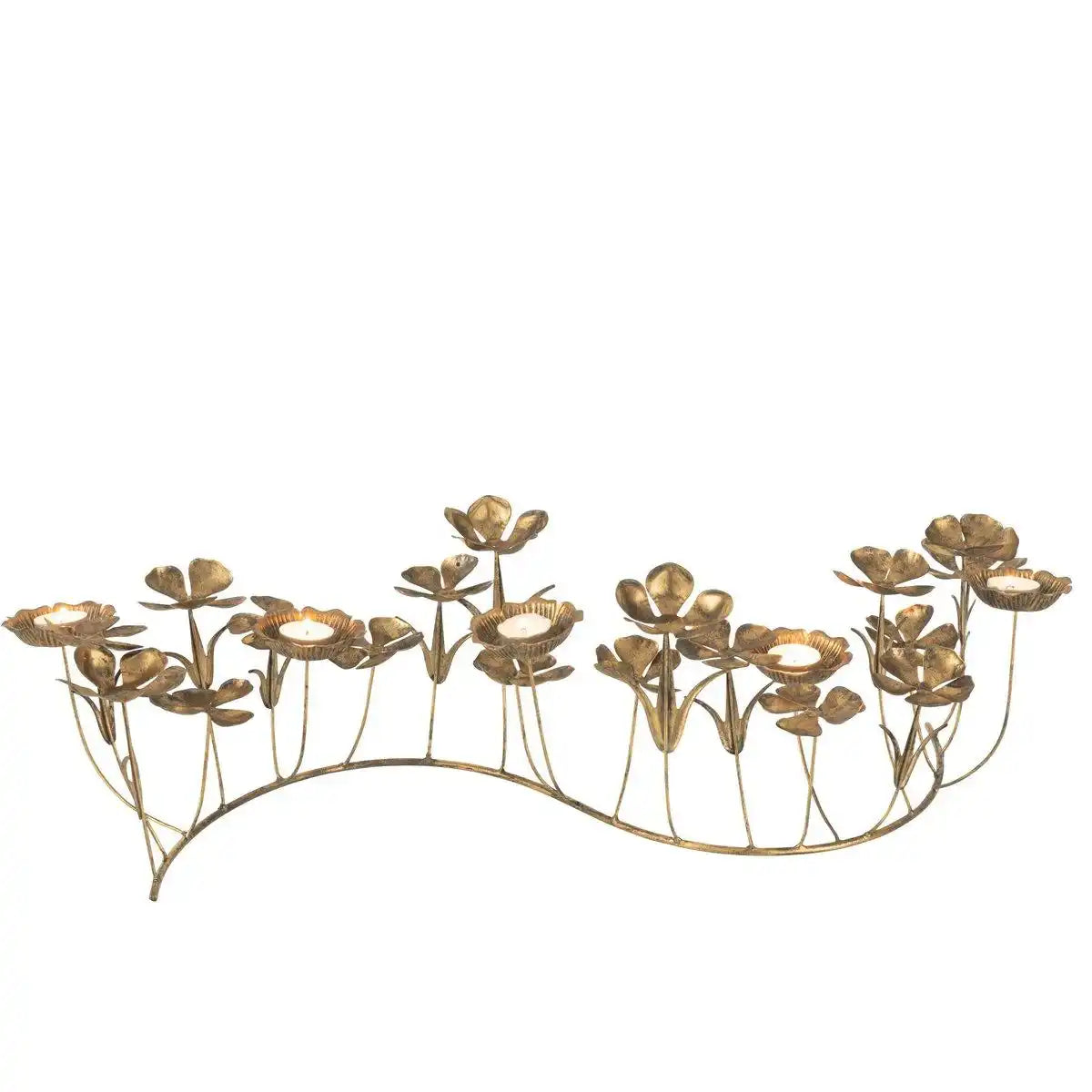 J-Line Kerzenständer Deco Flowers – Metall – Gold – groß - HomeDesign Knaus