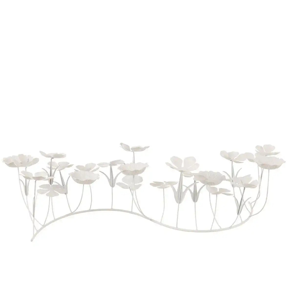 J-Line Kerzenständer Dekoration Blumen - Metall - Weiß - Groß - HomeDesign Knaus