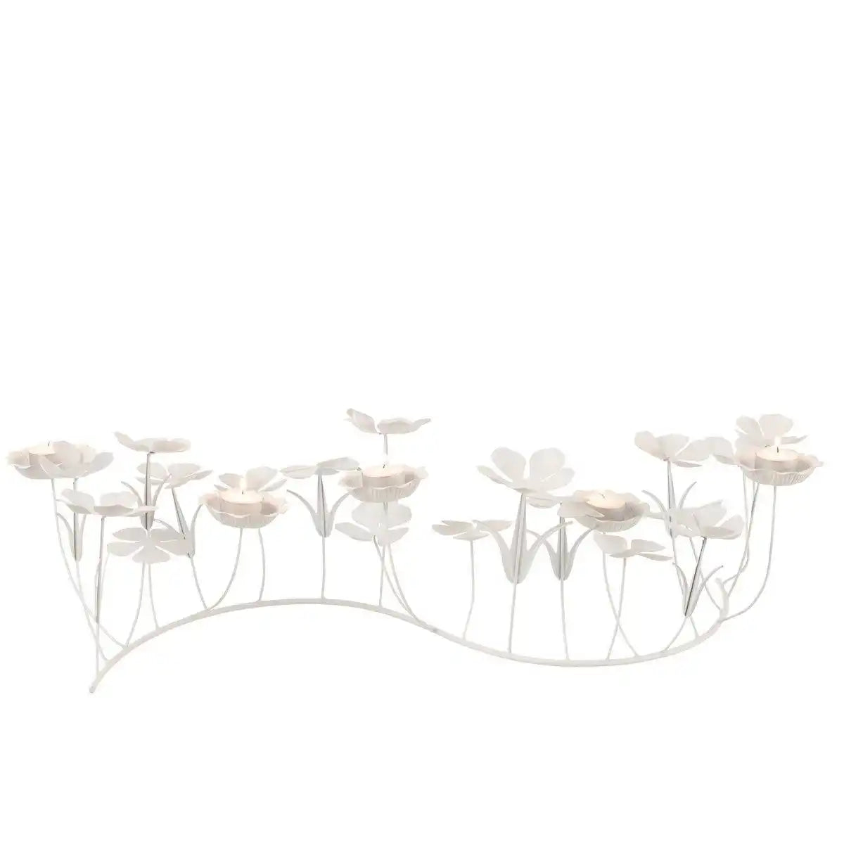 J-Line Kerzenständer Dekoration Blumen - Metall - Weiß - Groß - HomeDesign Knaus