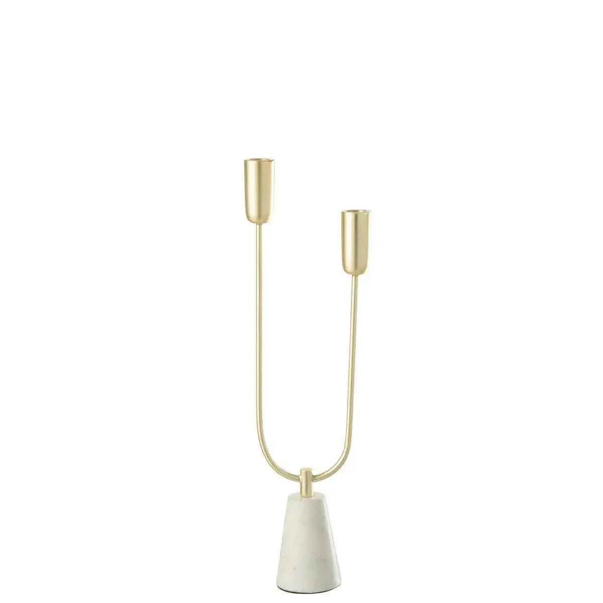 J-Line Kerzenständer Dune – Marmor/Eisen – Gold/Weiß - HomeDesign Knaus