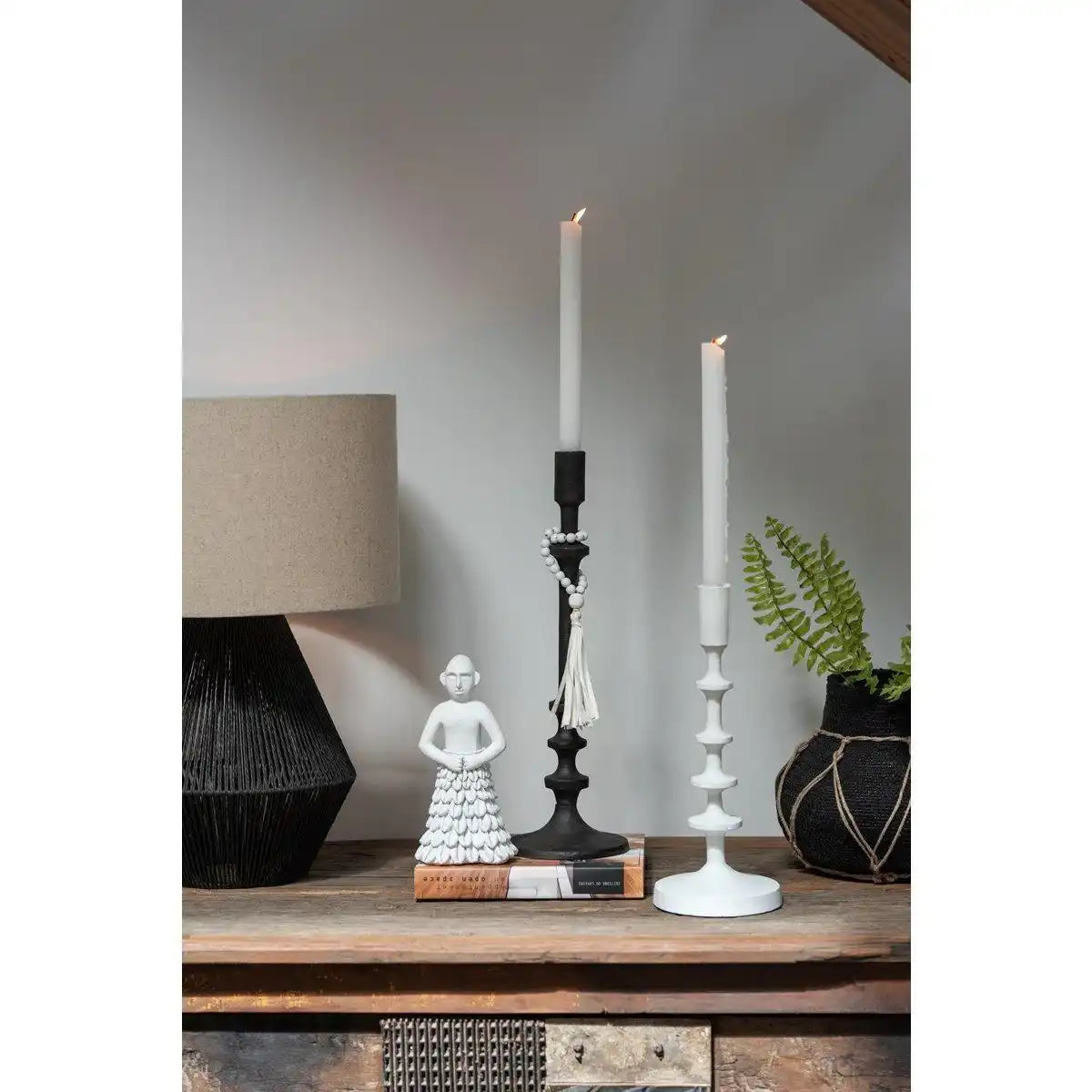 J-Line Kerzenständer Izy – Aluminium – Weiß – groß - HomeDesign Knaus