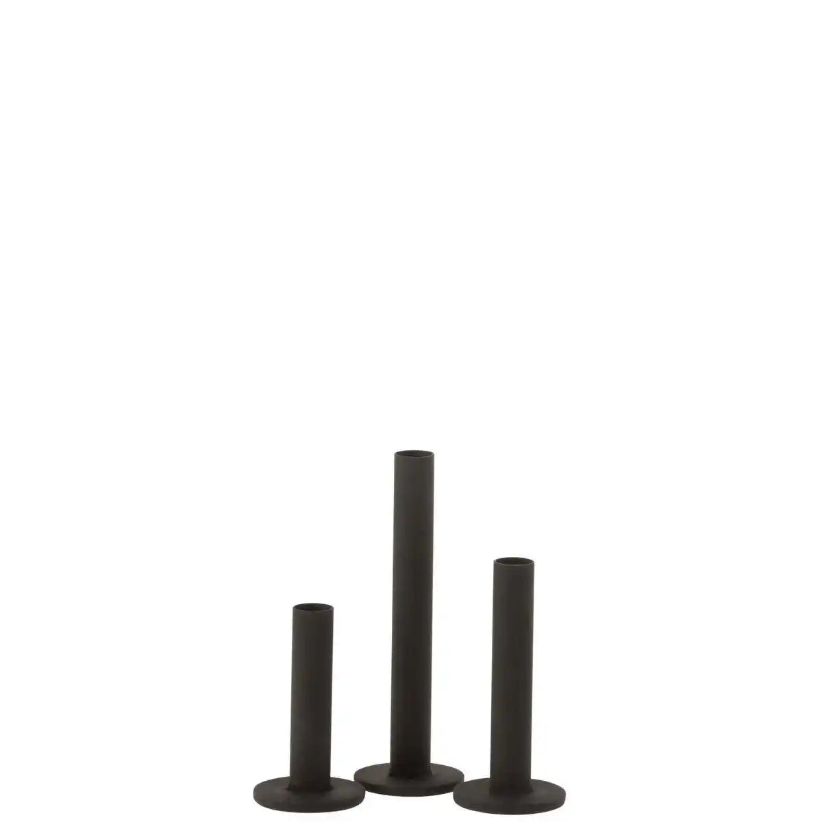 J-Line Kerzenständer Low Modern - Metall - Schwarz - 3 Stück - HomeDesign Knaus