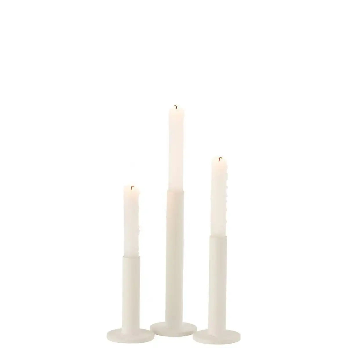 J-Line Kerzenständer Low Modern - Metall - Weiß - 3 Stück - HomeDesign Knaus