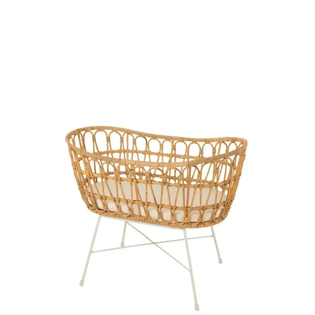 J-Line Kinderbett + Matratze – Rattan/Metall – Natur/Weiß - HomeDesign Knaus