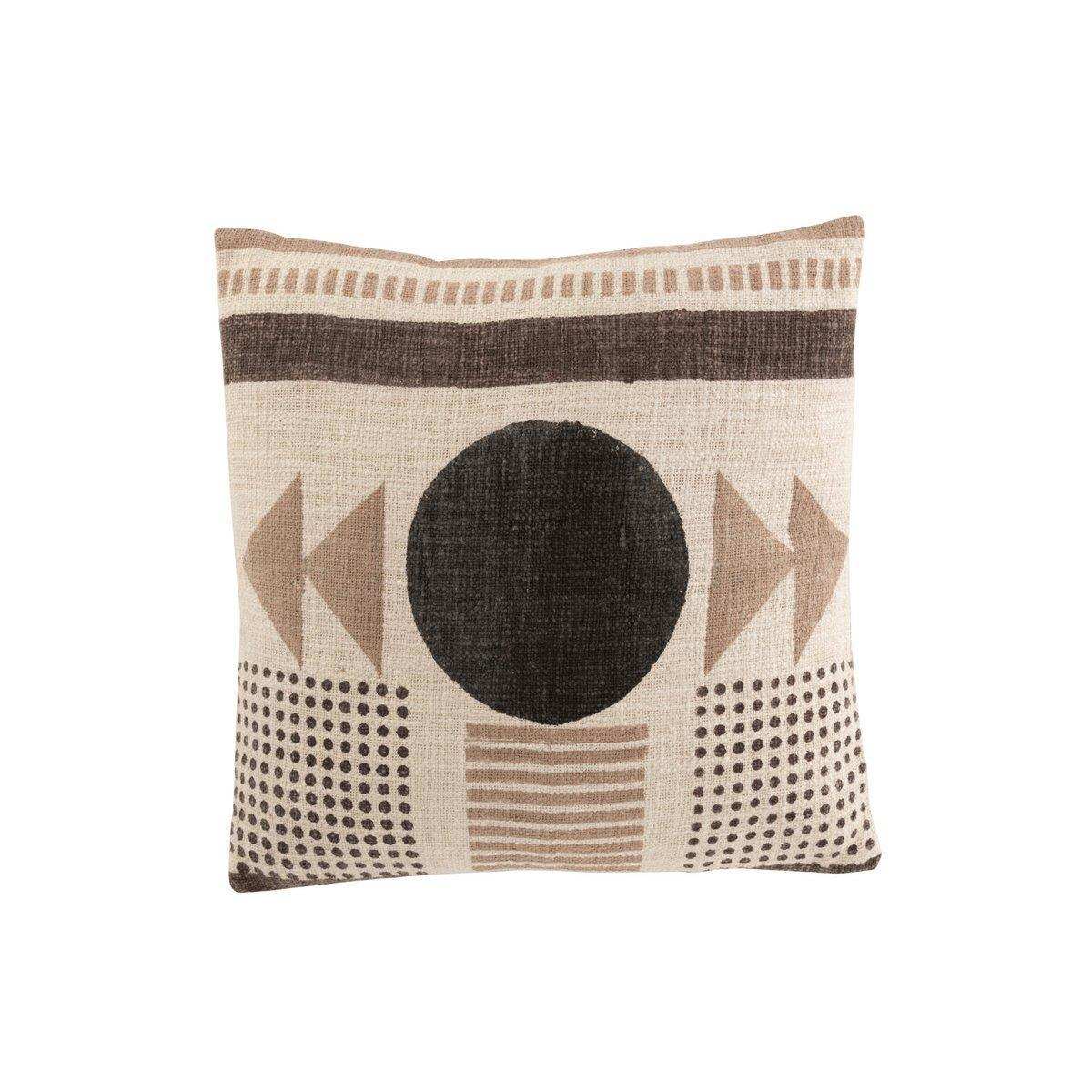 J-Line Kissen African Graphic – Baumwolle – Beige/Braun - HomeDesign Knaus