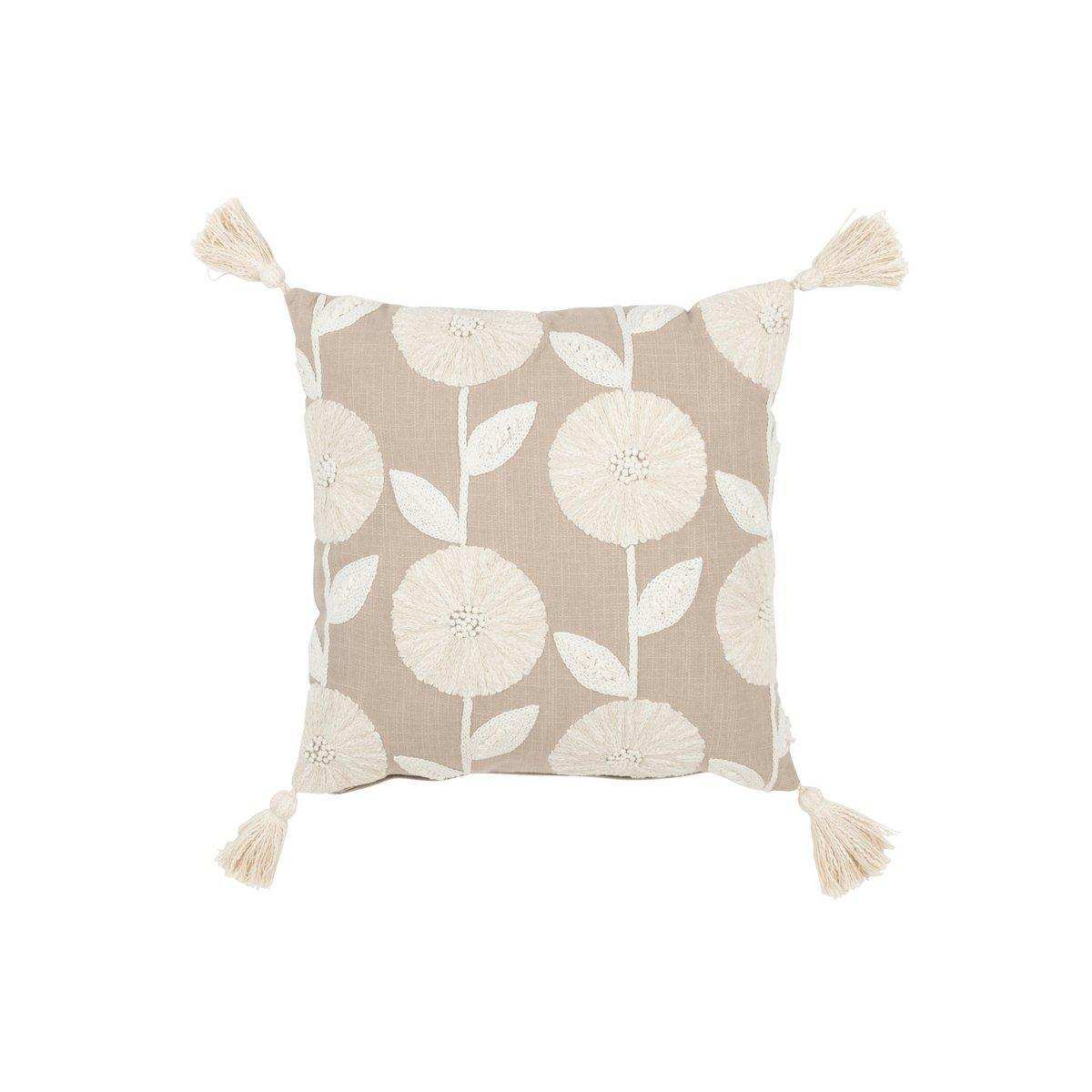 J-Line Kissen Blumen/Blätter – Baumwolle – Taupe/Beige - HomeDesign Knaus