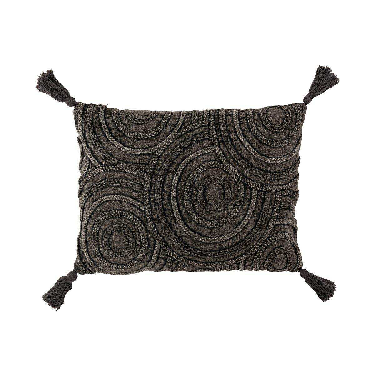 J-Line Kissen Circle Rechteck – Baumwolle – Dunkelgrau - HomeDesign Knaus