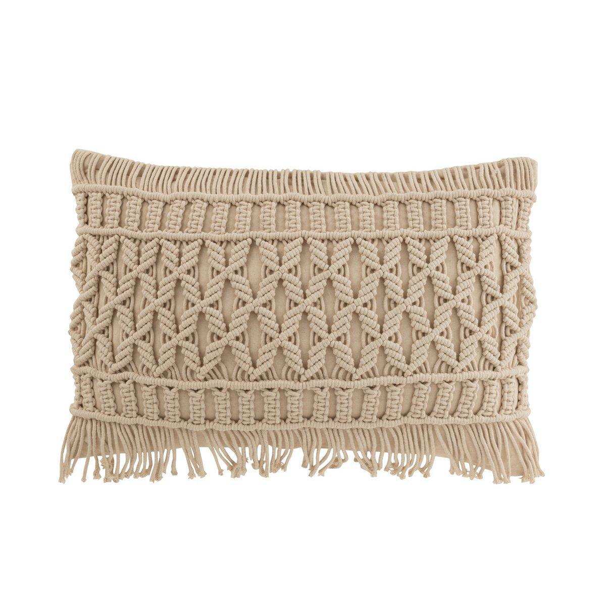 J-Line Kissen Cosy Rechteck – Baumwolle – Beige - HomeDesign Knaus