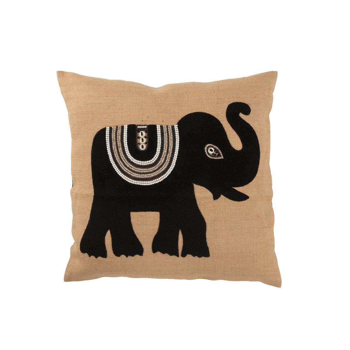 J-Line Kissen Elefant - Textil - Natur/Schwarz - groß - HomeDesign Knaus